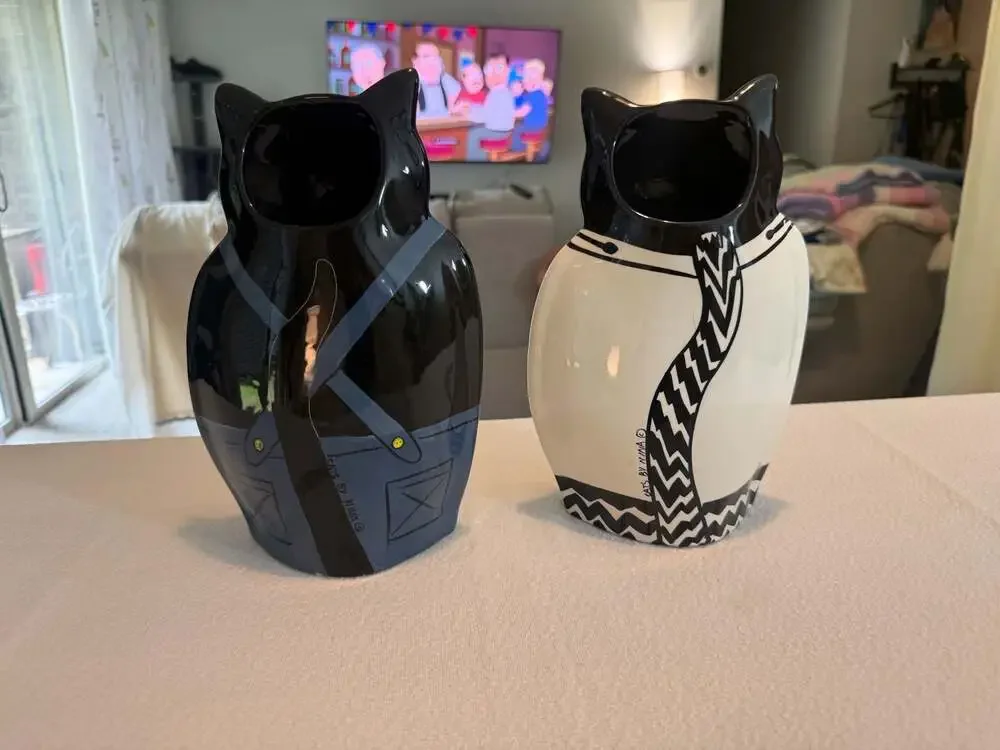 Cats by Nina Lyman Ceramic Anthropomorphic Cat Vases